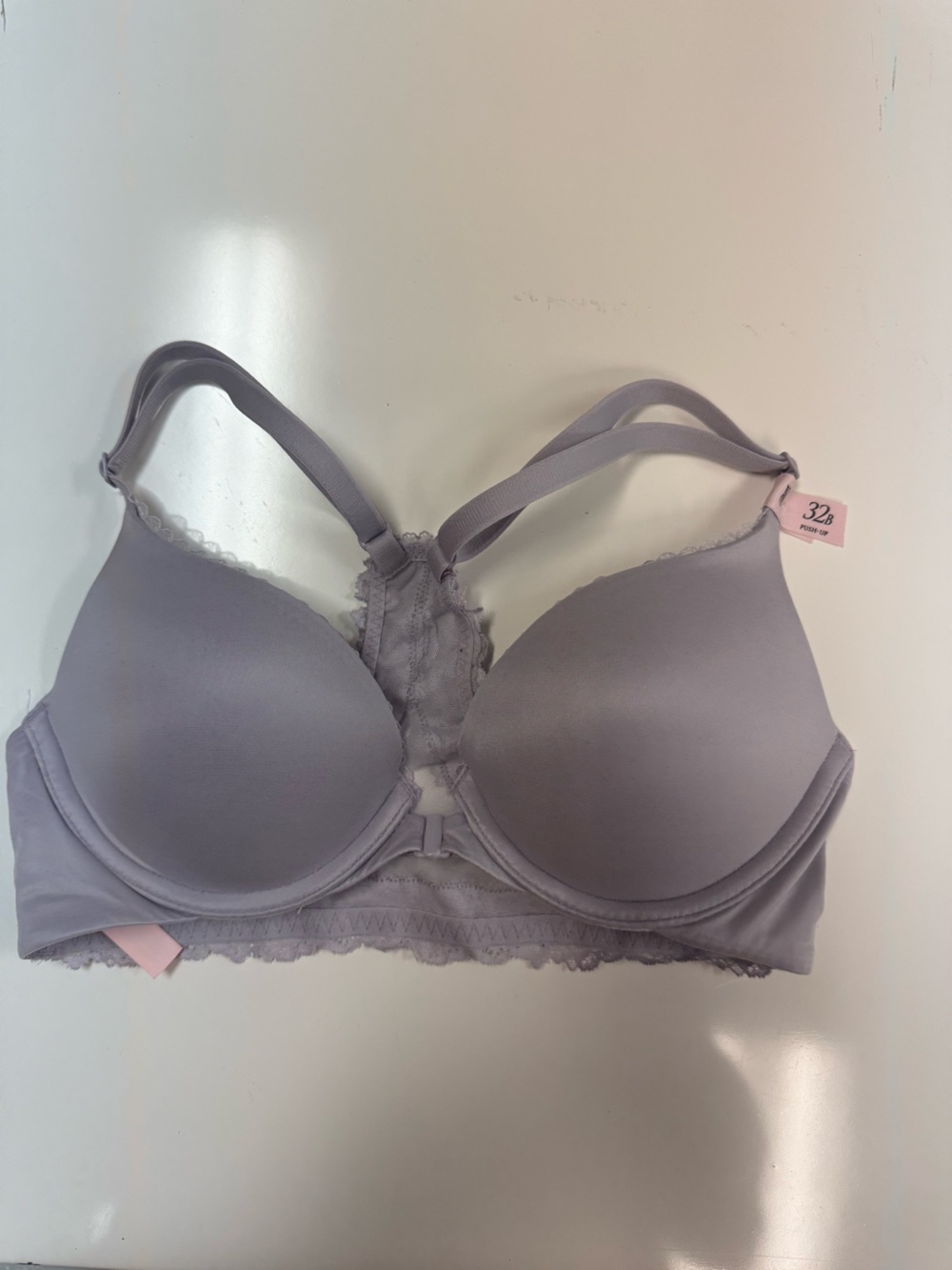 Victoria’s Secret Light Lavender Lace-Trim T-Shirt Bra - 32B